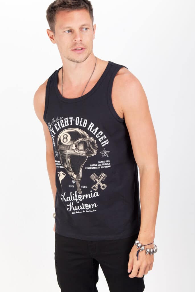 T-shirt Homme BILLY EIGHT 'Old Guardian' - Noir, Taille Regular | Style Biker, Fabriqué En France