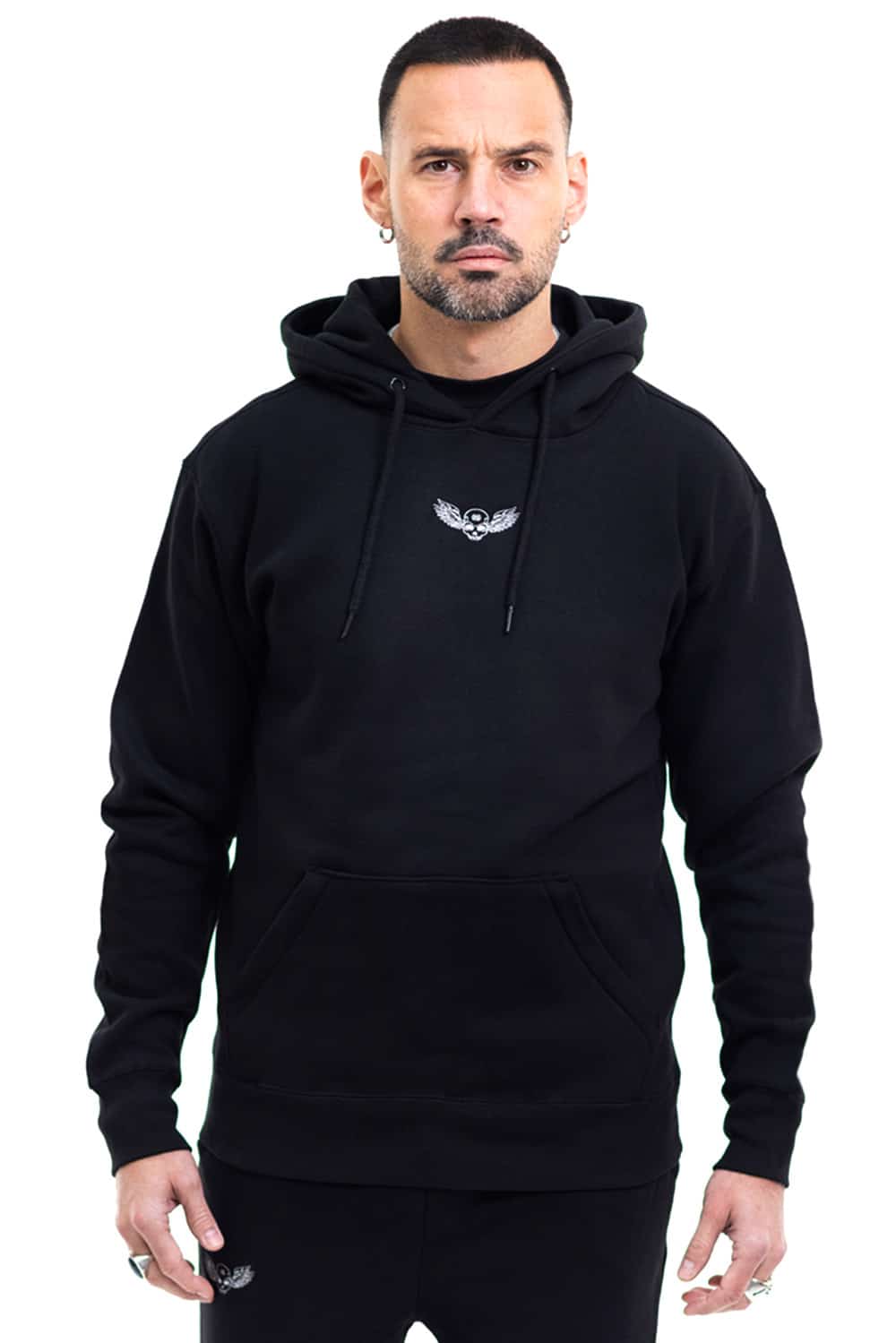 Pull à Capuche Motard Twin Bobber Pour Homme - Noir, 80% Coton 20% Polyester, Coupe Classique, Poche Kangourou, Bandes Contrastées (tailles S à 4XL)