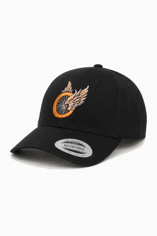 Casquette moto Wheel noire Billy Eight vue trois quarts arrière
