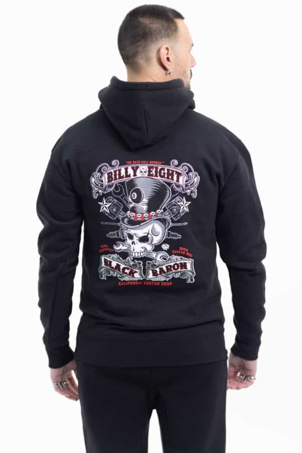 Sweat à capuche tête de mort homme Black Baron Billy Eight vue de dos